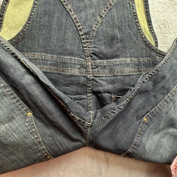 Carhartt Womens Denim Bib Overalls Dark Wash Double Front 102443 L 12/14 Regular - Picture 4 of 11